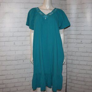💙 Blair Aqua Blue Summer Dress – Size Large Embroidered Elegance · Breezy